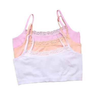 Imagem de Sutiãs De Treinamento De Renda Para Crianças 3 Peças Verão Cor Sólida 