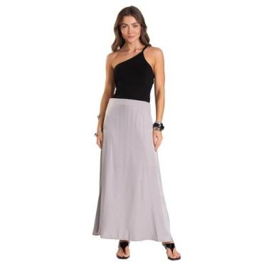 Imagem de Saia Midi Acetinada Dianna Cinza, G, Cinza