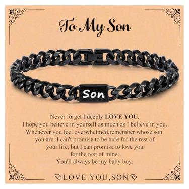 Imagem de Pulseira de aço inoxidável, presente para homens, pai, filho, 7 mm de largura, pulseira masculina cubana grossa, corrente de elos sólidos, clássica, hip hop, empilhamento em camadas, grossas, joias