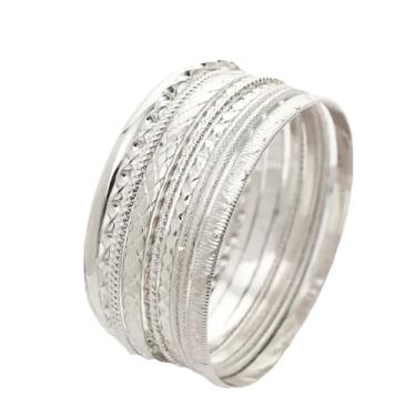 Imagem de Pingyongchang Conjunto de pulseiras douradas para mulheres, boêmias, douradas, prateadas, grossas, multicamadas, elásticas, em camadas, com elos elásticos para meninas e homens, Metal, Metal