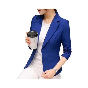 Imagem de Blazer Feminino Slim Fit Preto Com Bolsos Para Escritório E Trabalho -