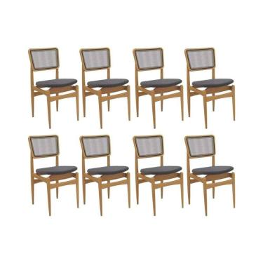 Imagem de Kit 8 Cadeiras Sala Jantar Stela 1CMM013CA Premium Madeira Maciça 8 Un Carvalho/Boucle Bege Fendi/Tela Bege - Kappesberg