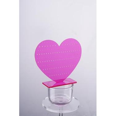 Imagem de NiHome Suporte de brinco de acrílico em forma de coração rosa