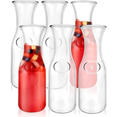 Imagem de Kitchen Lux Jarra de vidro, jarra de bebida de 1 litro e decantador de garrafa de vinho elegante, conjunto de 12 garrafas, jarra de bar Mimosa e copos de suco, garrafas fáceis de servir, garrafa de