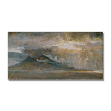 Imagem de J.C. Dahl Reprodução de arte famosa, arte em tela de paisagem romântica nórdica, decoração de parede elegante para sala de estar e escritório. (paisagem 53). 75 x 150 cm - 29,5 x 59,0 pol. Somente