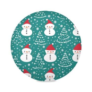 Imagem de STAYTOP Jogo americano redondo para árvore de Natal e boneco de neve, 6 peças, tapetes de mesa antiderrapantes fáceis de limpar para casa, cozinha, churrasco, festa, decoração de mesa