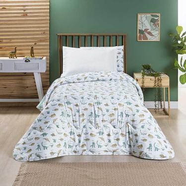 Imagem de Edredom Joy Kids Infantil Solteiro 01 Peça Micropercal 200 Fios Dupla Face Estampado - Dinossauro World - 100% Poliéster