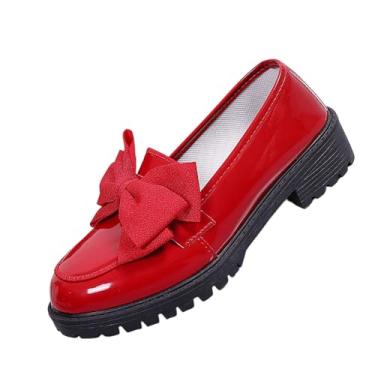 Imagem de Mocassim feminino sem cadarço com sola grossa e design versátil para ambientes casuais e de negócios, cabedal de poliuretano confortável, Vermelho, 35