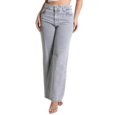 Imagem de Calça Jeans Sawary Wide Leg Petit - 281719 - CINZA 46-Feminino