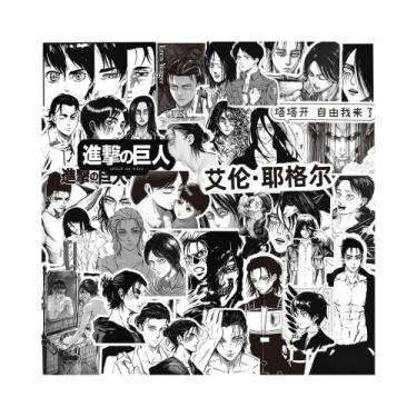 Imagem de Adesivos De Anime Attack on Titan Eren Jaeger Preto E Branco 10 30 66 