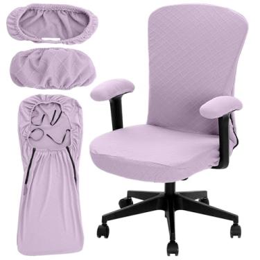 Imagem de Tatuo 3 capas para cadeira de escritório para computador universal, giratória, protetora, removível, lavável, para apoio de braço de escritório com zíper para encosto alto do banco traseiro (M, Argyle