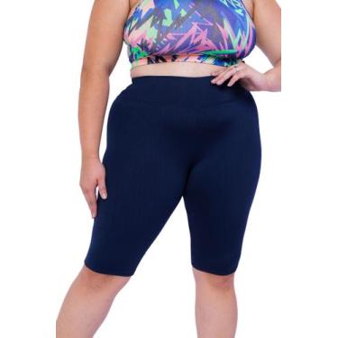 Imagem de Bermuda Básica Plus Size Ciclista Cintura Alta - ASHYC, Marinho, G4/54