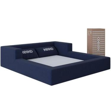 Imagem de Cama Montessoriana Casal Aconchego 100 Espuma Azul Marinho Keiko - Kei