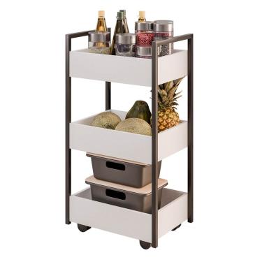 Imagem de Carrinho Multiuso Organizador para Cozinha Salão de Beleza com Rodinhas Branco Laís