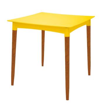 Imagem de Mesa Tramontina Diana Em Polipropileno Amarelo 70cm Pernas De Madeira