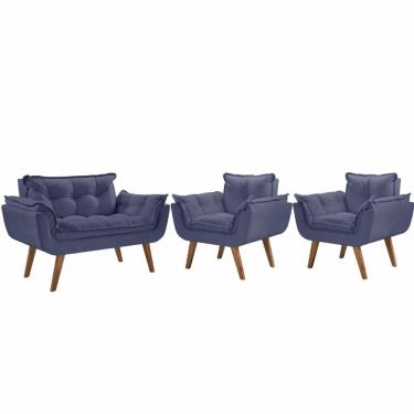 Imagem de Kit Poltronas Opalla 1 Namoradeira e 2 Poltronas Azul Bic