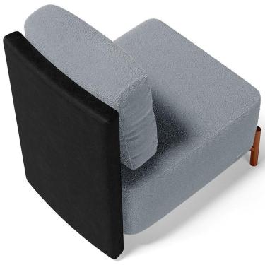 Imagem de Kit 02 Poltronas Decorativas Sala De Estar Living Hungria L02 Couríssimo Preto Bouclê Cinza