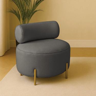 Imagem de Poltrona Sala Ilha Orgânica éden Pé Aço Lateral Dourado Bouclê Grafite E03 - D'rossi