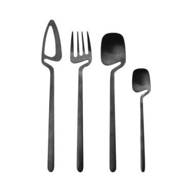 Imagem de Conjunto De Talheres Pretos, 4 Peças, Colher, Garfo, Talheres, Decoraç