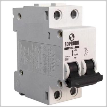 Imagem de Disjuntor din bipolar 16a shbgii 2 polos bipolar soprano curva c