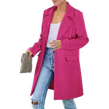 Imagem de Blazer PRETTYGARDEN Vermelho Rosado Manga Longa com Bolsos XXL