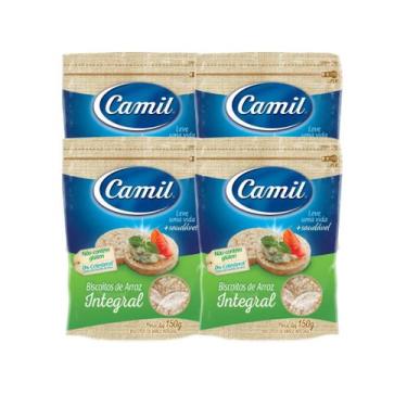 Imagem de Biscoito de Arroz Integral Camil Kit 4 Un 150g Sem Glúten