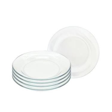 Imagem de Jogo Conjunto 4 Pratos Vidro Transparente Fundo Liso 22 Cm - CLICK HOU
