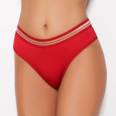 Imagem de Calça Básica com Cós Transparente Cor:RubiTamanho:G - Minha Calcinha, 