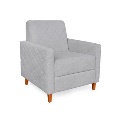 Imagem de Poltrona Liana Bouclê Pés De Madeira - Pallazio Cor Cinza