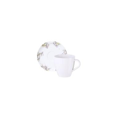 Imagem de Conjunto Xícara E Pires De Chá Tramontina Fogli Em Porcelana Decorada 200 Ml 2 Peças Tr...