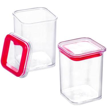 Imagem de 2 Potes Hermético 160ml Cristal Empilhável Transparente Porta Temperos