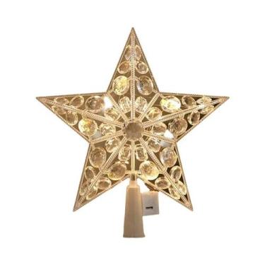 Imagem de Decoração De Árvore De Natal LED De 15cm Com Estrelas Brilhantes Em Br