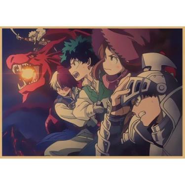 Imagem de Pôster de decoração de parede My Heros Academias Retro Anime 50x70cm -