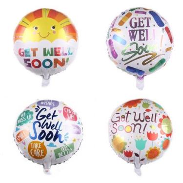 Imagem de Balão redondo Mylar de 18 polegadas Get Well Soon for Recovery x4 - yi