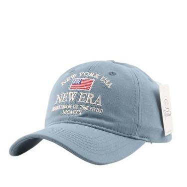 Imagem de Boné de beisebol, chapéu liso de algodão com bandeira bordada dos EUA 