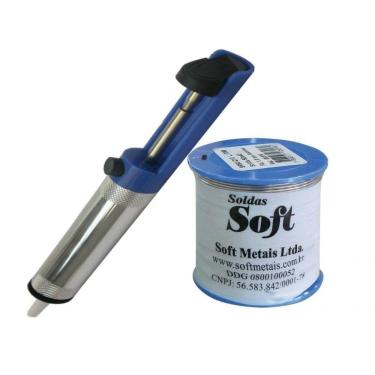 Imagem de Kit Solda Fio Estanho 60x40 1,0 Mm e Sugador Solda Alumínio