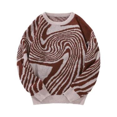 Imagem de Suéter Masculino De Inverno E Outono Com Jacquard Labirinto, Gola Redo