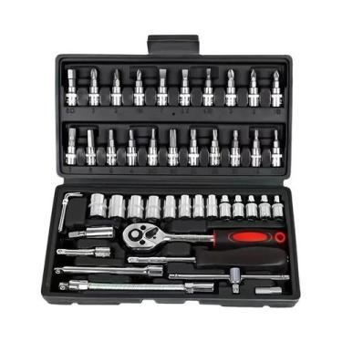 Imagem de Conjunto De Chaves De Catraca 1/4 Com 46 Peças, Ferramenta De Reparo A