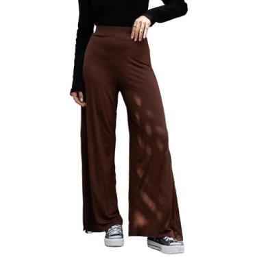 Imagem de Calça Pantalona Feminina Com Fenda Lateral e Cós Alto - Mayara Manzano