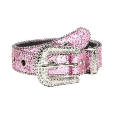 Imagem de Cinto Feminino Glamoroso Com Strass E Lantejoulas Para Calças Jeans  M