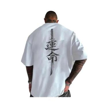 Imagem de Camiseta Masculina De Algodão Com Manga Curta, Estampa De Espada Samur
