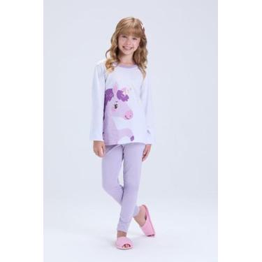 Imagem de Pijama Infantil Feminino Inverno Unicórnio Brilha no Escuro - Vida Cos