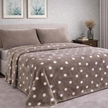 Imagem de Manta Flanel Poa Casal 1,80 x 2,20 toque macio e aveludado Bege - Cort