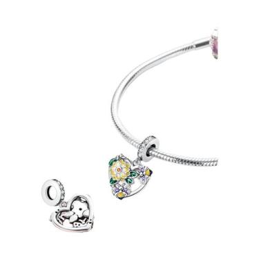 Imagem de Pulseira Feminina Banhada a Prata 925 Com Berloques De Girassol E Cere