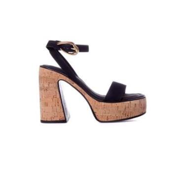 Imagem de Sandália Pixolé Salto Alto Cortiça Preto-Feminino
