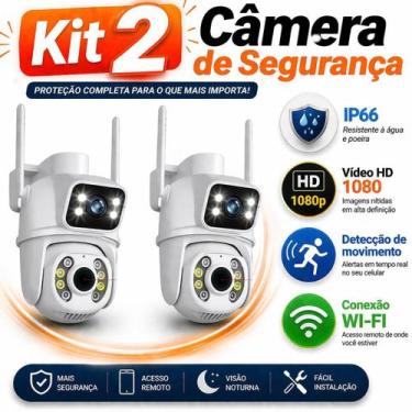 Imagem de KIT 2 Câmera Externa Wi-Fi IP66 Full HD 1080p com Ângulo Duplo e PTZ -