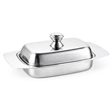 Imagem de Manteigueira Inox 20cm com Tampa Porta Manteiga Elegante e Higiênica -