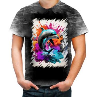 Imagem de Camiseta Desgaste Golfinho Inteligência Arte Pintura 2 - Kasubeck Stor