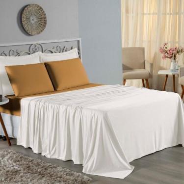 Imagem de Jogo de Cama Casal Nobre 4 Peças Lençol com Elástico de 30cm de Altura