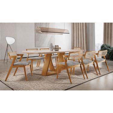 Imagem de Sala de Jantar maciça 8 cadeiras 2,00m linho-Oslo -Imperial